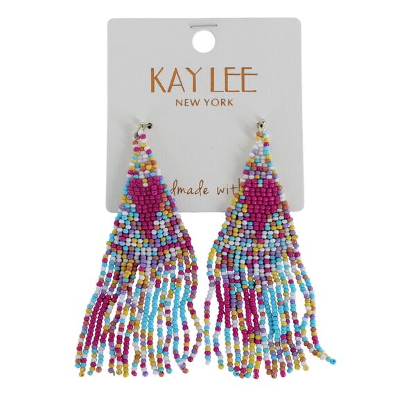 Kay Lee Jewelry - Kay Lee Boho Seed Bead Beaded Statement Earrings #OOE0206MU